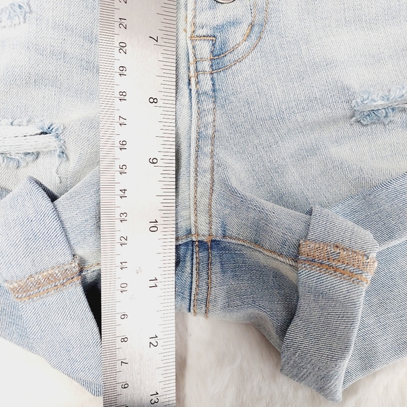 Aero Super High Rise Button Fly Distressed Stretch Denim Shorts P2719 - Picture 5 of 8